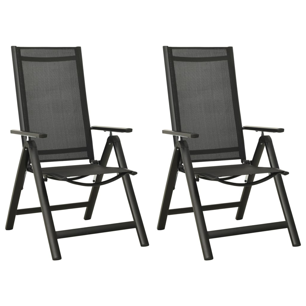 vidaXL Chaises pliables de jardin 2 pcs Textilène et aluminium Noir