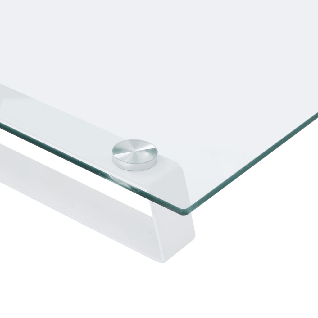 vidaXL Support de moniteur blanc 80x20x8 cm verre trempé et métal