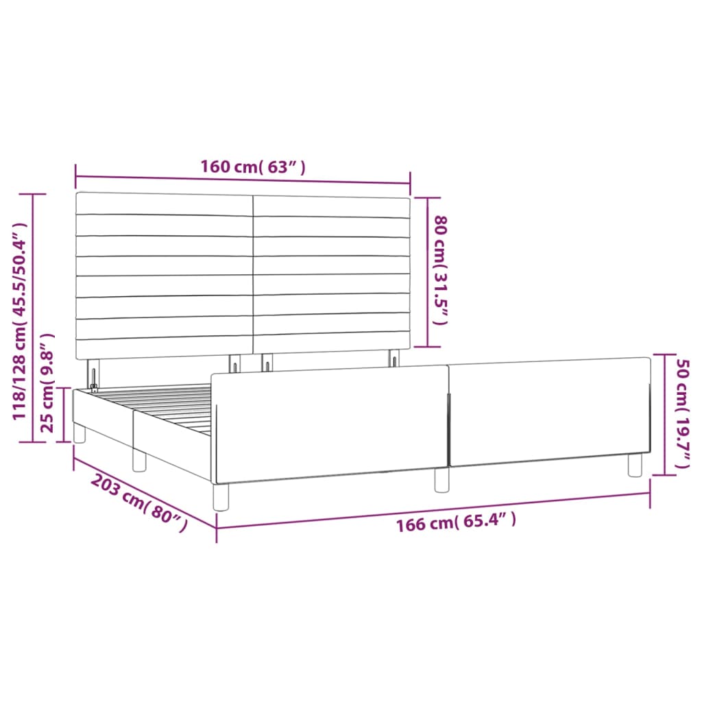 vidaXL Cadre de lit sans matelas bleu foncé 160x200 cm velours