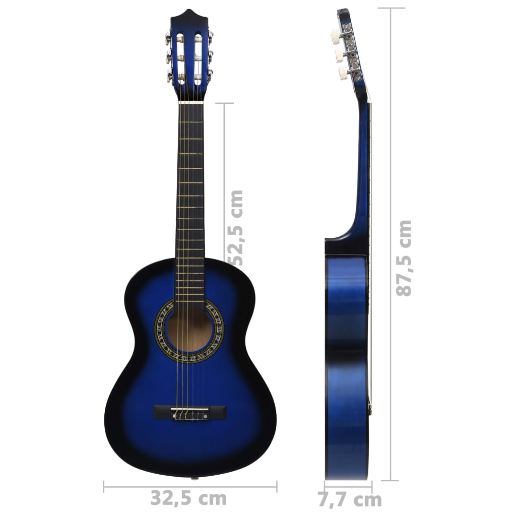 vidaXL Guitare classique de débutants et enfants Bleu 1/2 34"