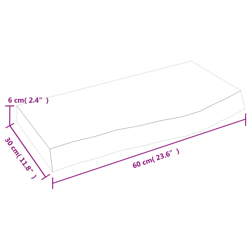 vidaXL Comptoir de salle de bain marron 60x30x(2-6) cm bois traité