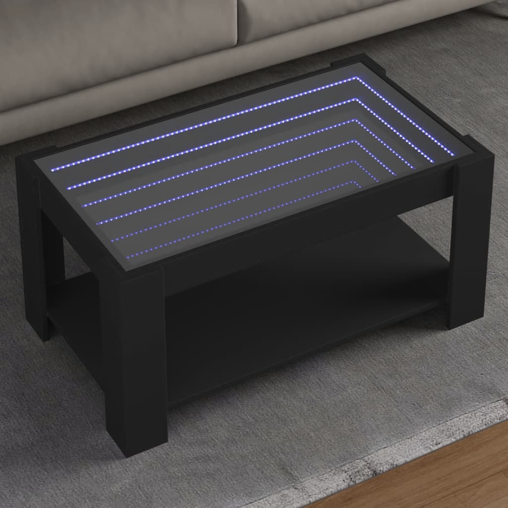 vidaXL Table basse avec LED noir 93x53x45 cm bois d'ingénierie