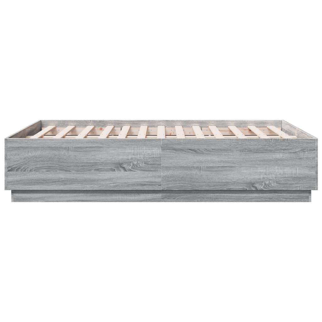 vidaXL Cadre de lit sonoma gris 135x190 cm bois d'ingénierie