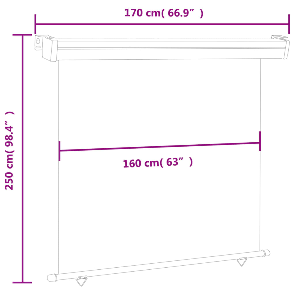 vidaXL Auvent latéral de balcon 175x250 cm Crème