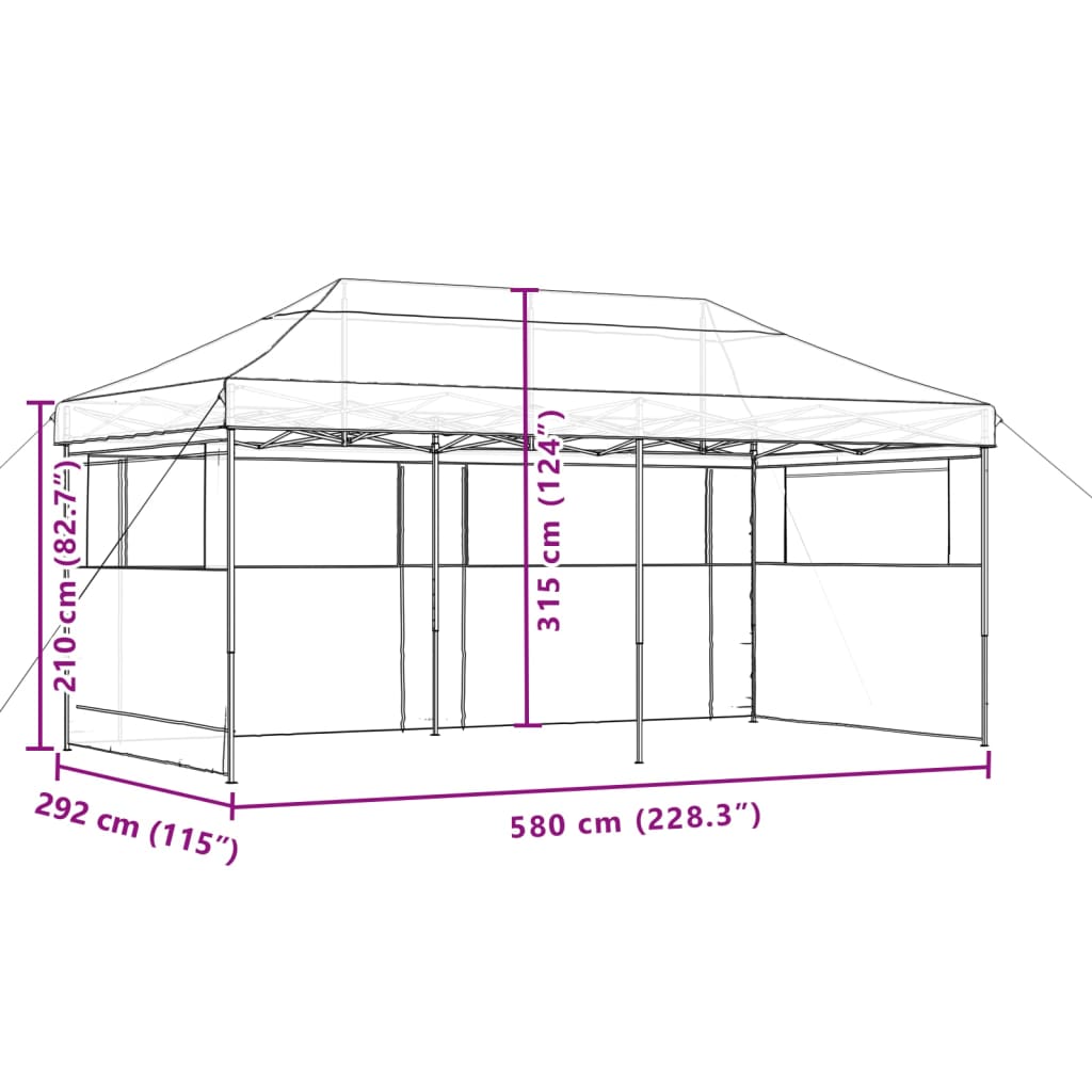 vidaXL Tente de réception pliable escamotable 3 parois latérales taupe