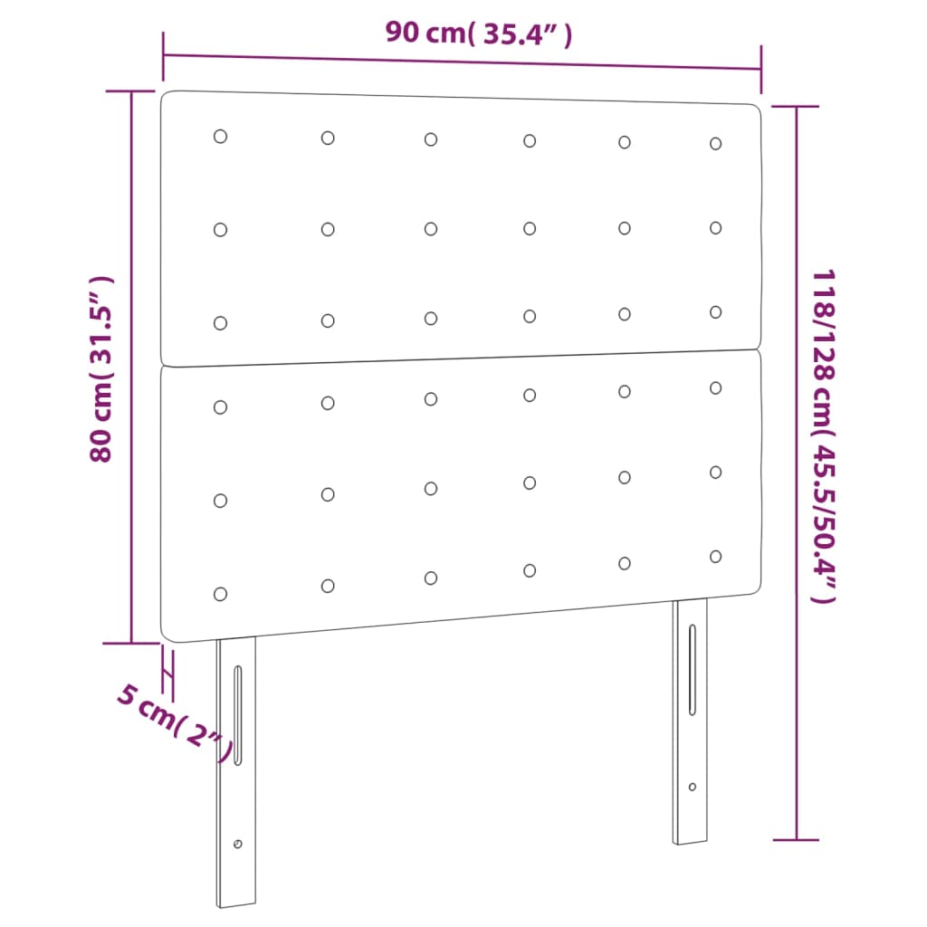 vidaXL Têtes de lit 2 pcs Blanc 90x5x78/88 cm Similicuir