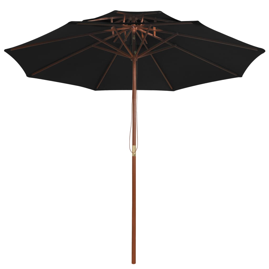 vidaXL Parasol à deux étages avec mât en bois noir 270 cm