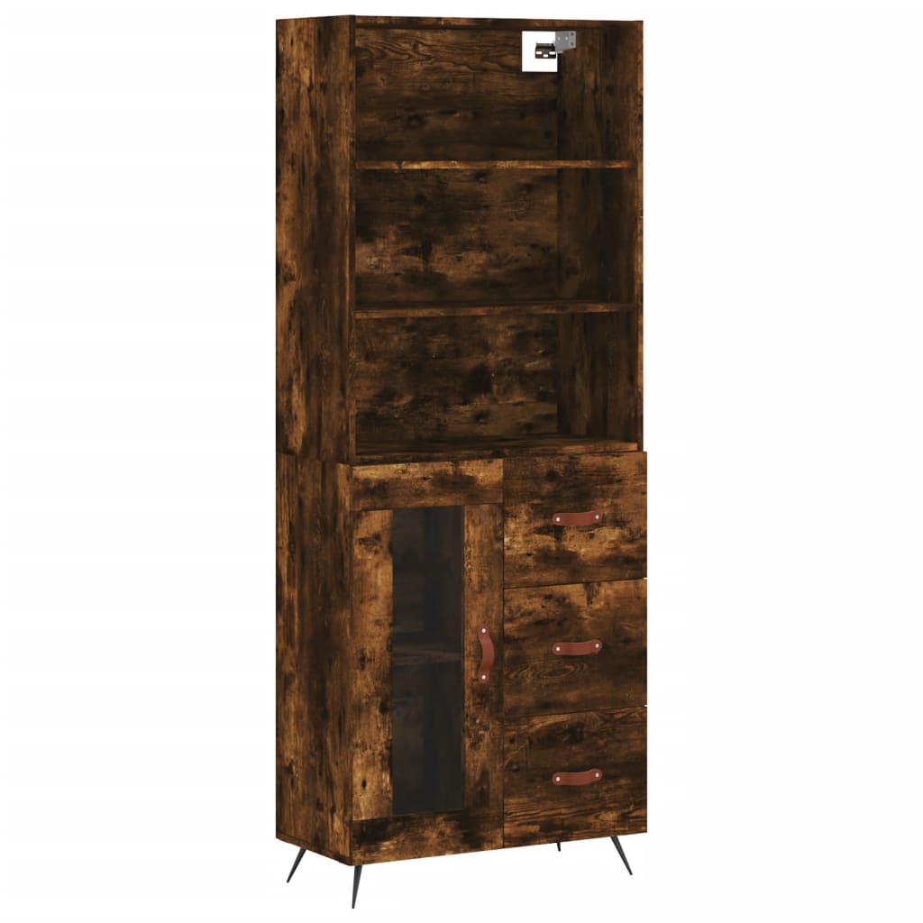 vidaXL Buffet haut Chêne fumé 69,5x34x180 cm Bois d'ingénierie