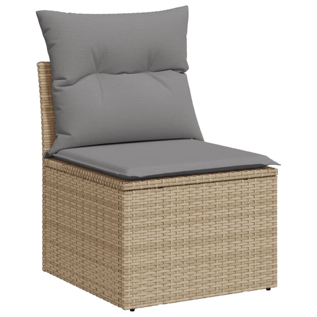 vidaXL Salon de jardin et coussins 14 pcs mélange beige résine tressée