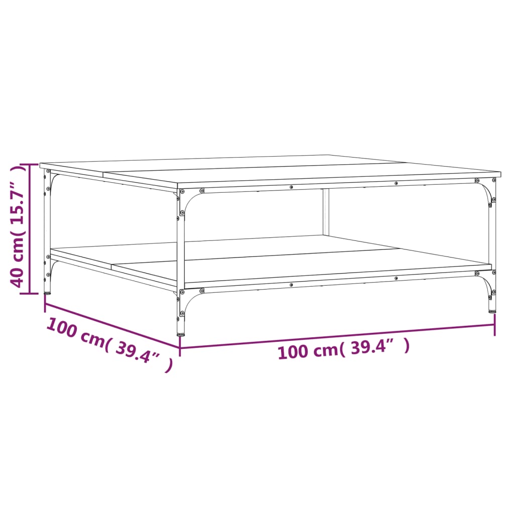 vidaXL Table basse chêne fumé 100x100x40 cm bois d'ingénierie