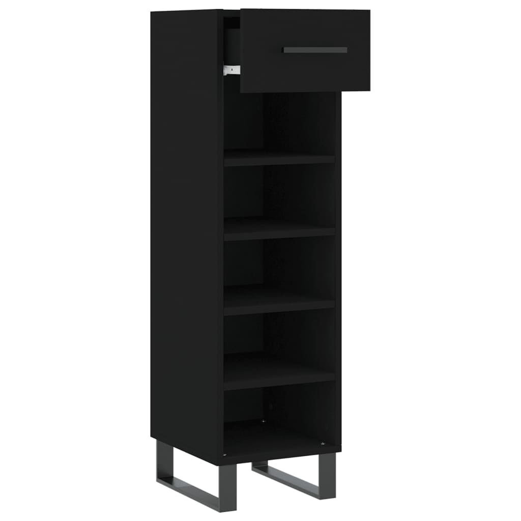 vidaXL Armoire à chaussures noir 30x35x105 cm bois d'ingénierie