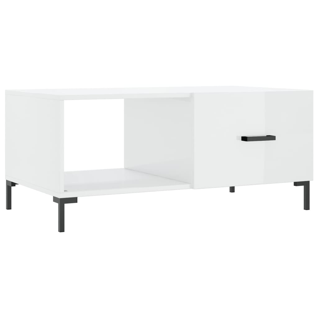 vidaXL Table basse Blanc brillant 90x50x40 cm Bois d'ingénierie