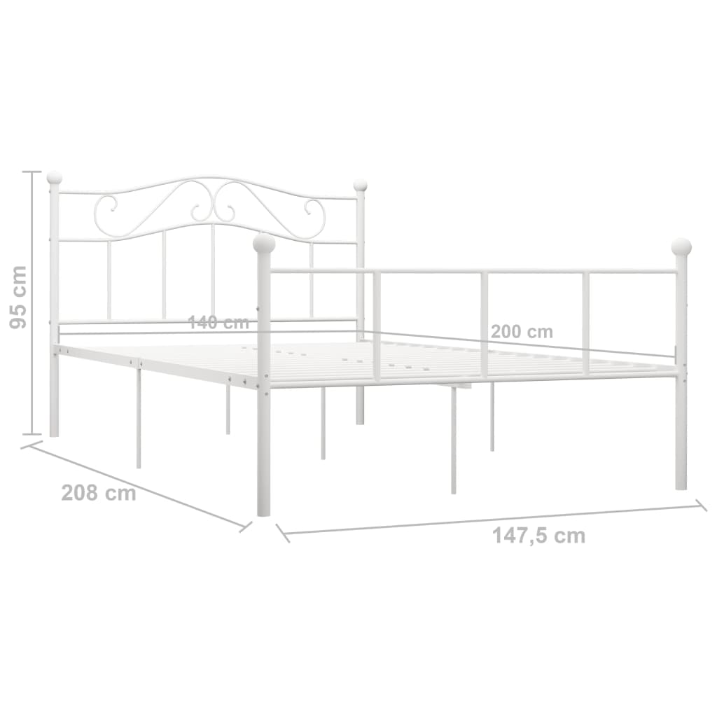 vidaXL Cadre de lit sans matelas blanc métal 140x200 cm