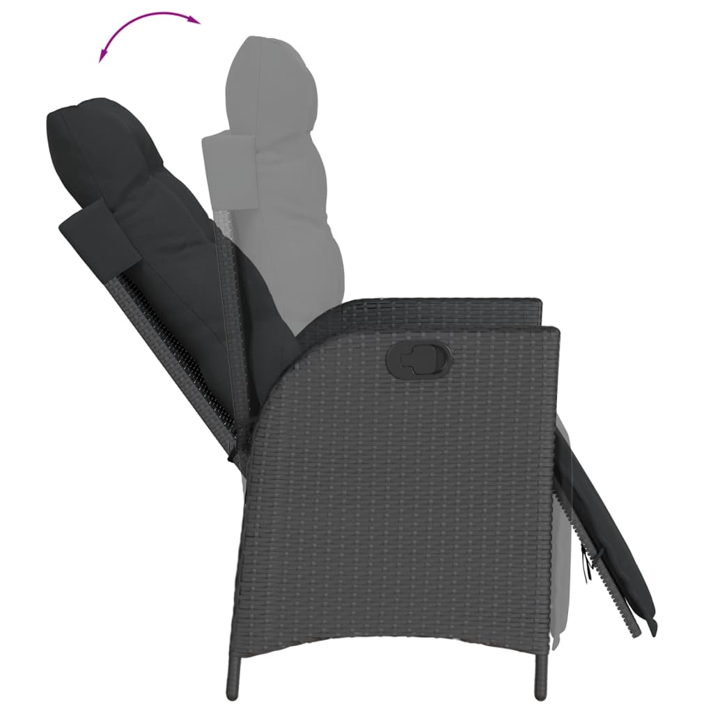 vidaXL Ensemble à manger de jardin coussins 7pcs Noir Résine tressée