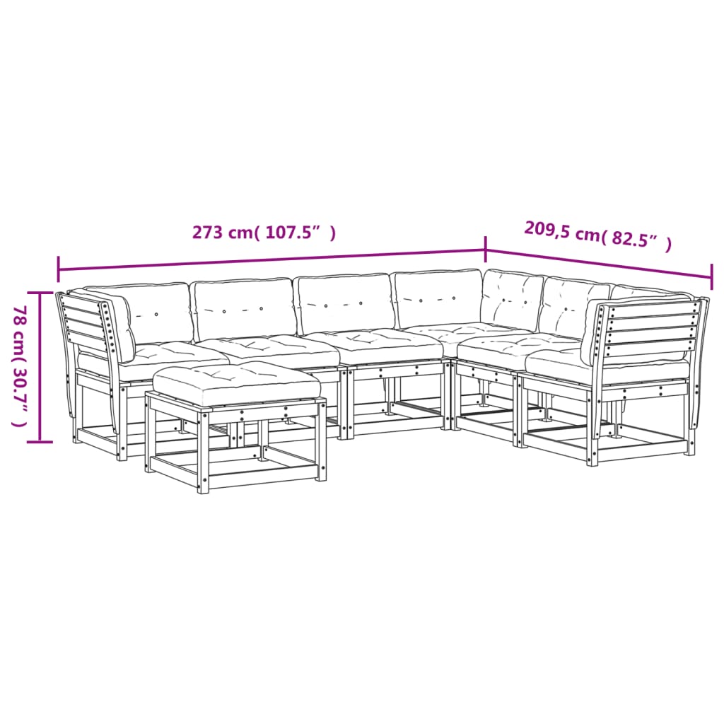 vidaXL Salon de jardin 7 pcs avec coussins bois massif douglas