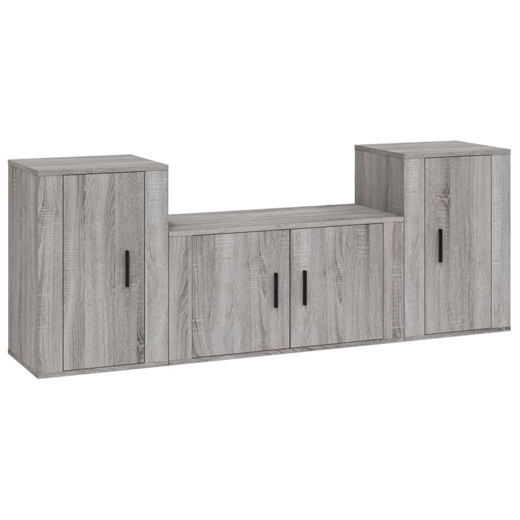 vidaXL Ensemble de meubles TV 3 pcs Sonoma gris Bois d'ingénierie