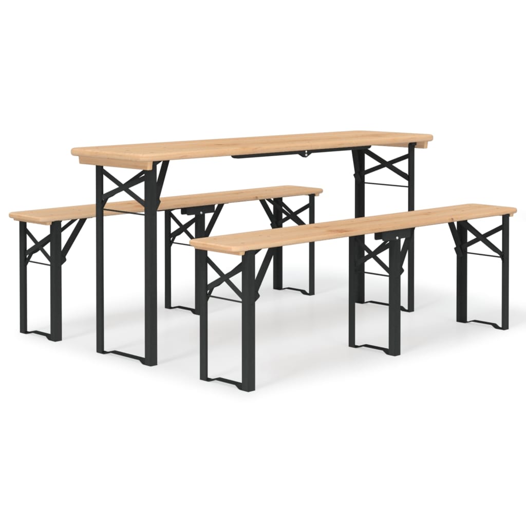 vidaXL Ensemble de tables à bière pliantes 3 pcs bois massif de sapin