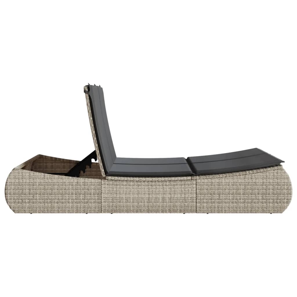 vidaXL Chaise longue double avec coussins gris clair résine tressée