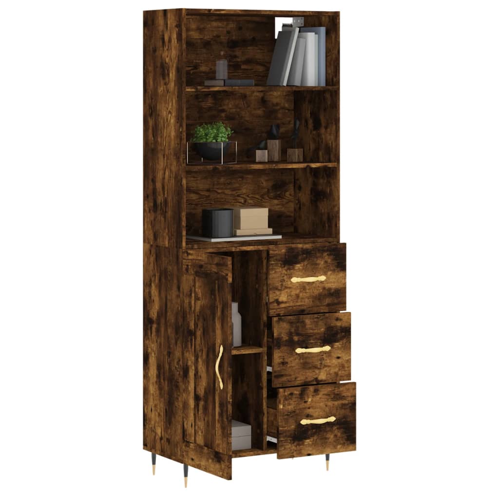 vidaXL Buffet haut Chêne fumé 69,5x34x180 cm Bois d'ingénierie