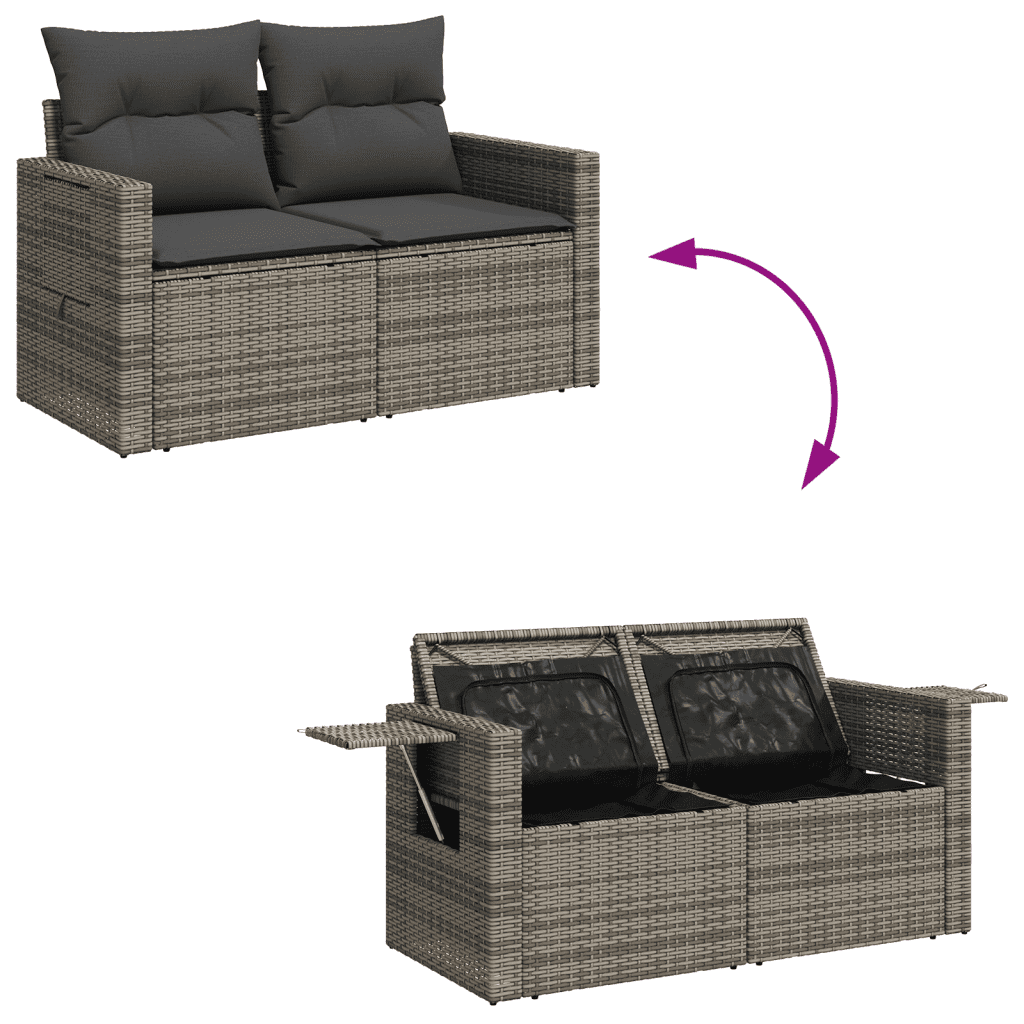 vidaXL Salon de jardin 6 pcs avec coussins gris résine tressée