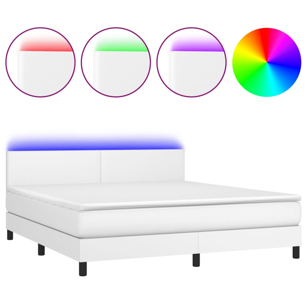 vidaXL Sommier à lattes de lit avec matelas et LED Blanc 180x200 cm