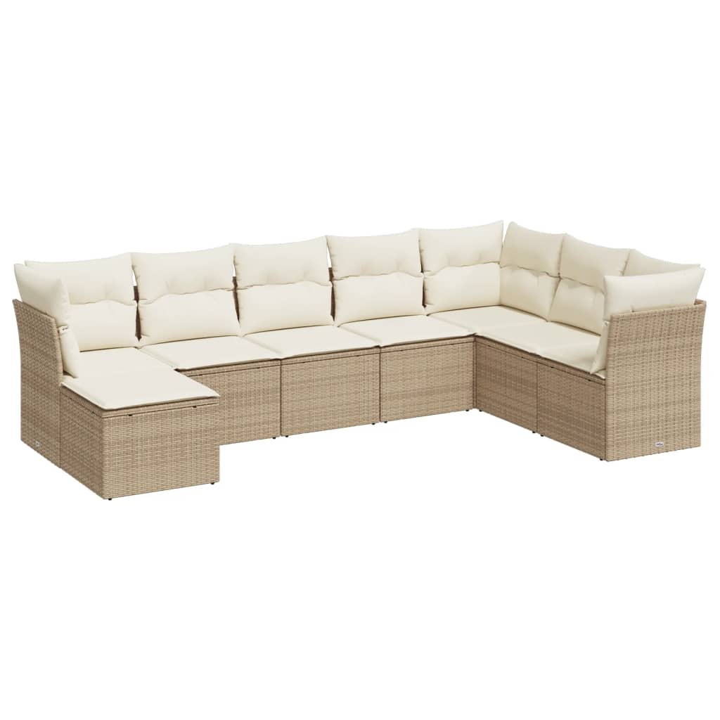 vidaXL Salon de jardin avec coussins 8 pcs beige résine tressée