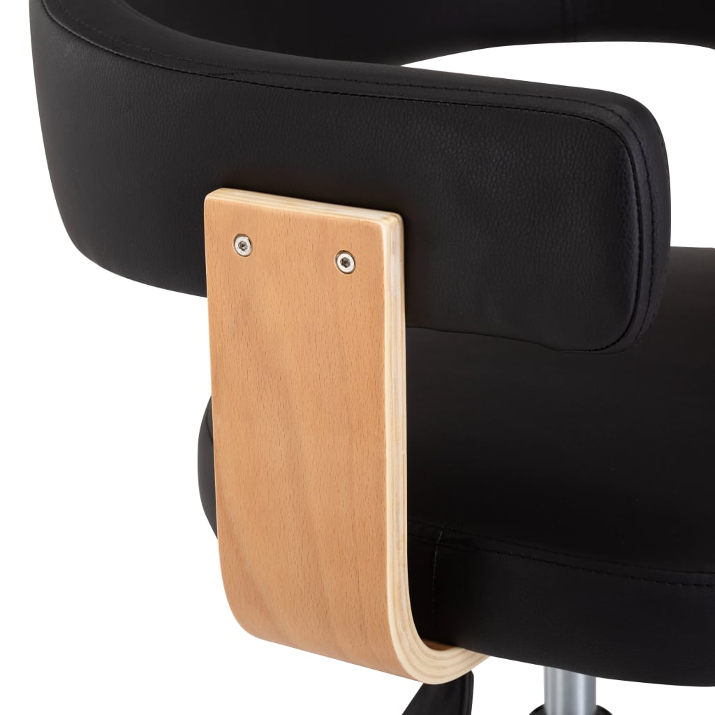 vidaXL Chaise pivotante de bureau Noir Bois courbé et similicuir