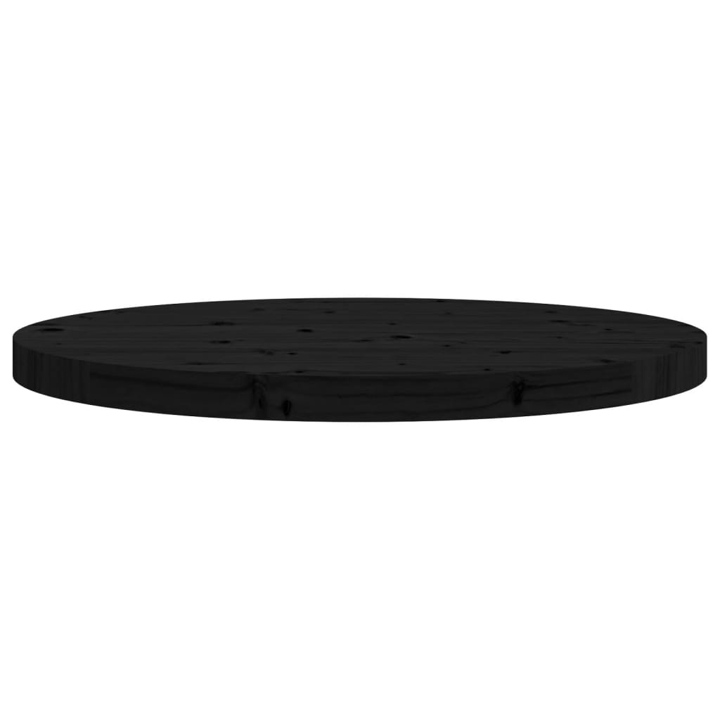 vidaXL Dessus de table rond noir Ø60x3 cm bois de pin massif