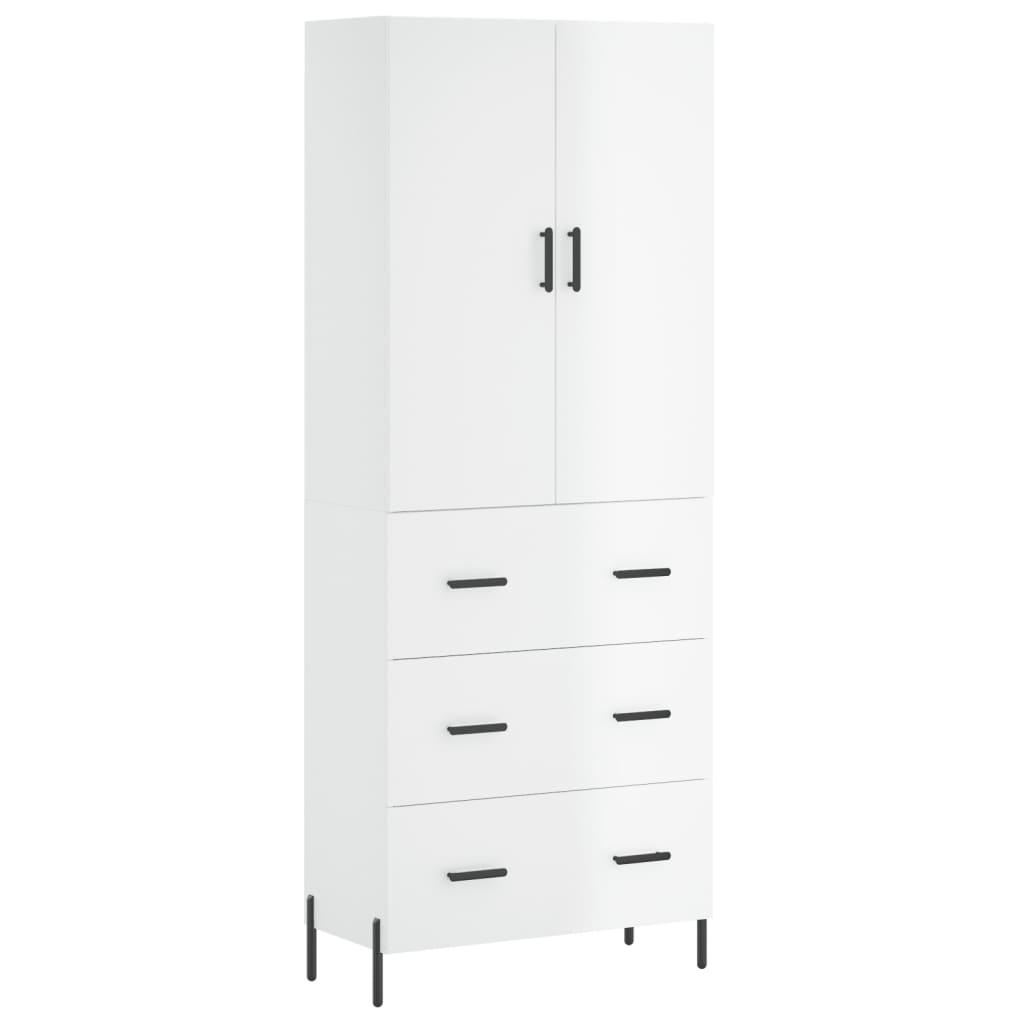 vidaXL Buffet haut Blanc brillant 69,5x34x180 cm Bois d'ingénierie