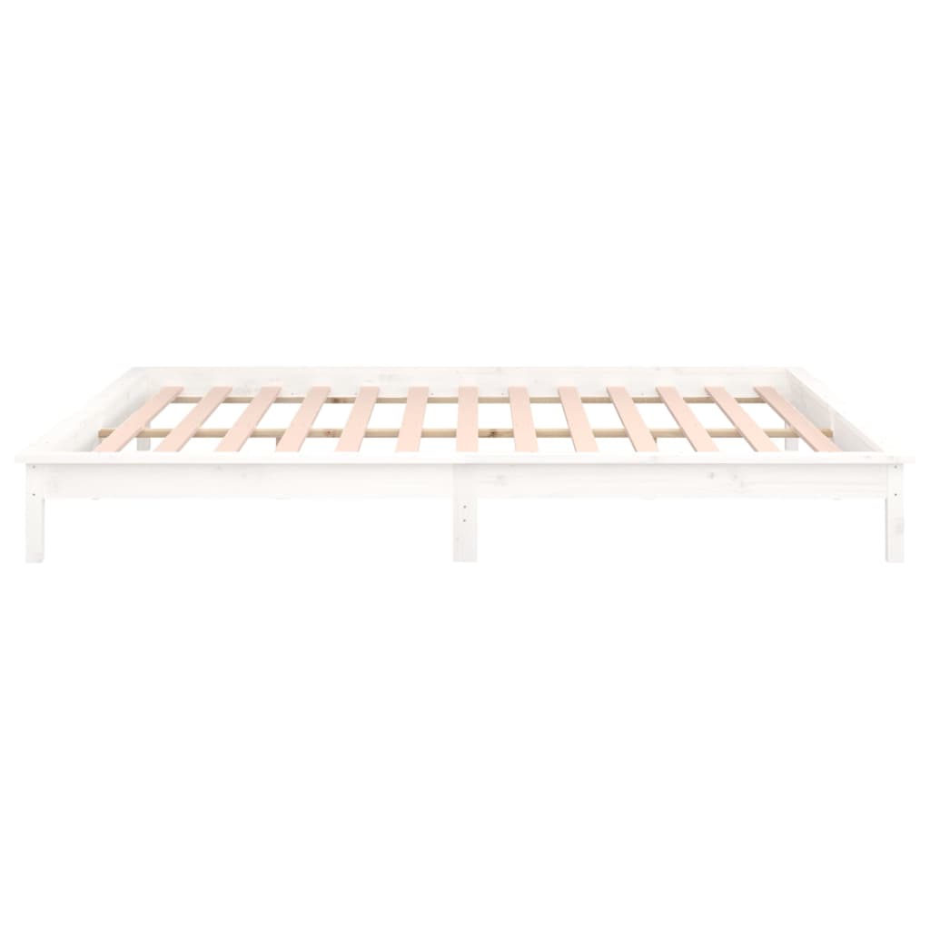 vidaXL Cadre de lit à LED sans matelas blanc 160x200 cm bois massif