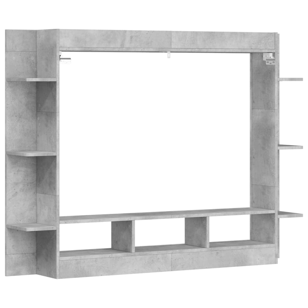 vidaXL Meuble TV gris béton 152x22x113 cm bois d'ingénierie