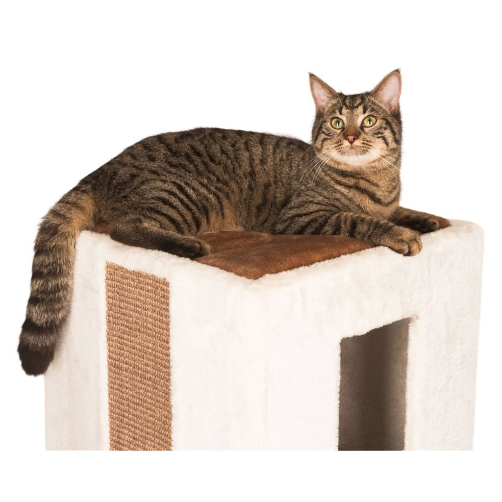 Kerbl Baril de grattage pour chats Galina 40x40x78 cm Blanc et marron