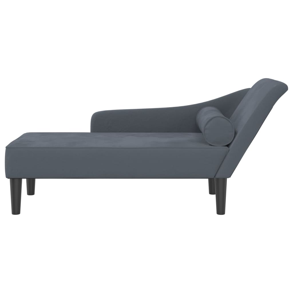 vidaXL Chaise longue avec coussins gris foncé velours