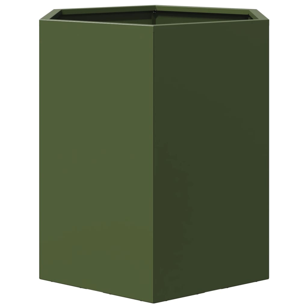 vidaXL Jardinière vert olive hexagone 46x40x45 cm acier