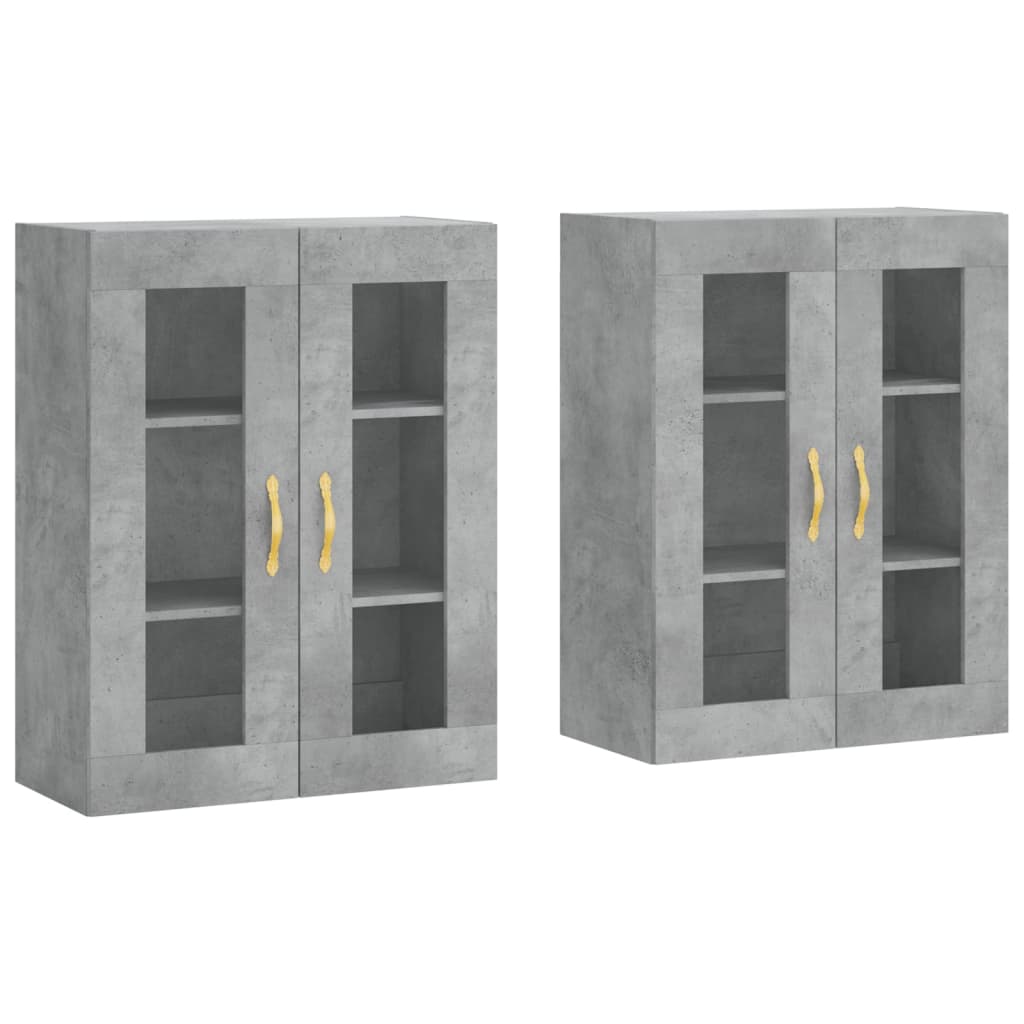 vidaXL Armoires murales 2 pcs gris béton bois d'ingénierie