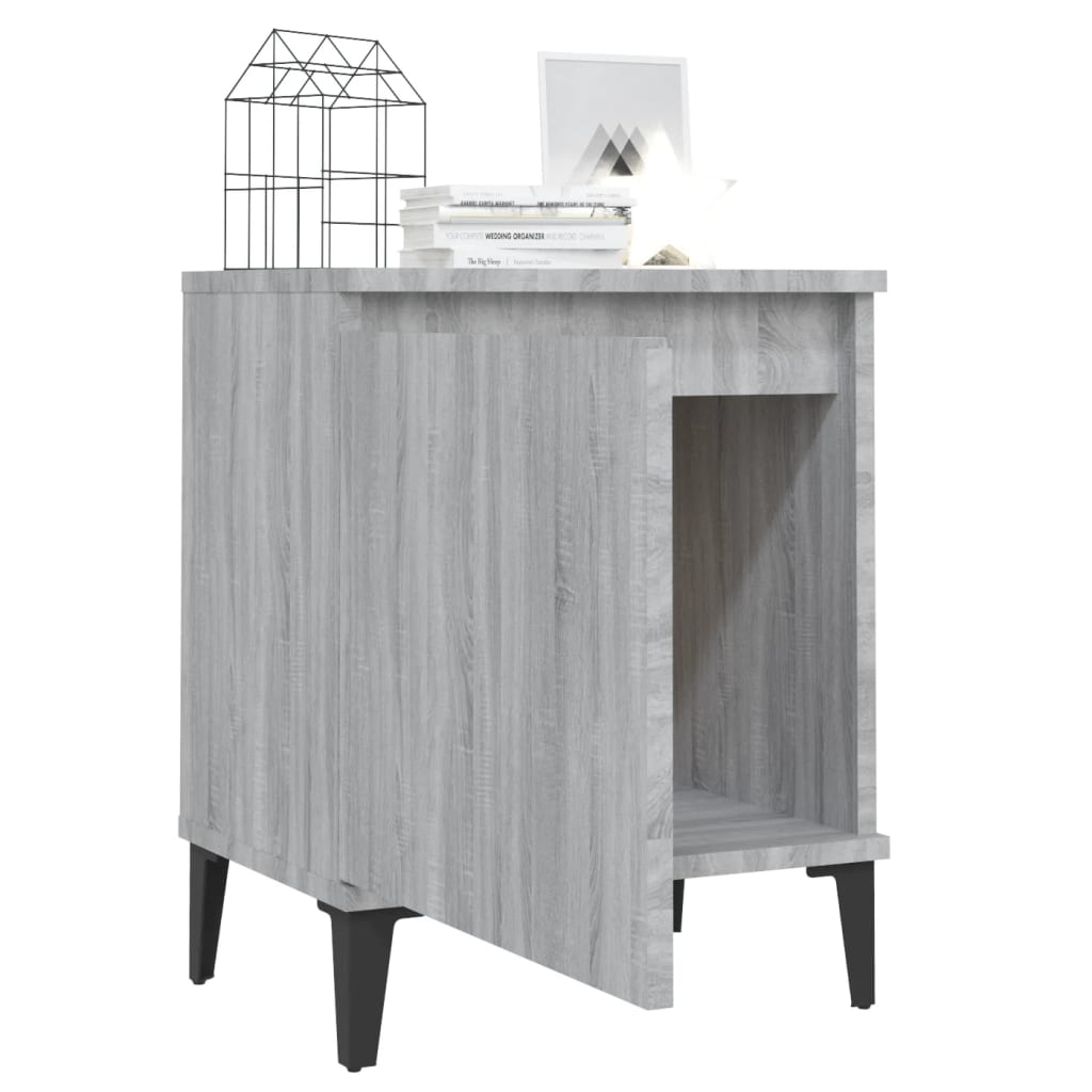 vidaXL Table de chevet avec pieds en métal Sonoma gris 40x30x50 cm