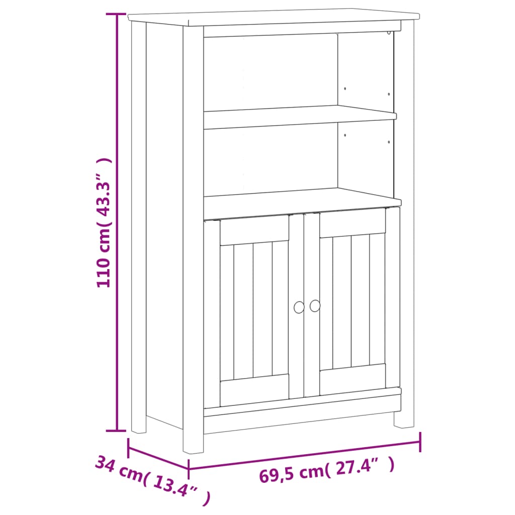 vidaXL Armoire de salle de bain BERG blanc 69,5x34x110 cm pin massif