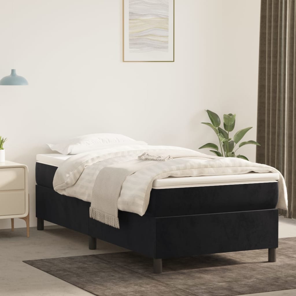 vidaXL Sommier à lattes de lit avec matelas Noir 90x190 cm Velours