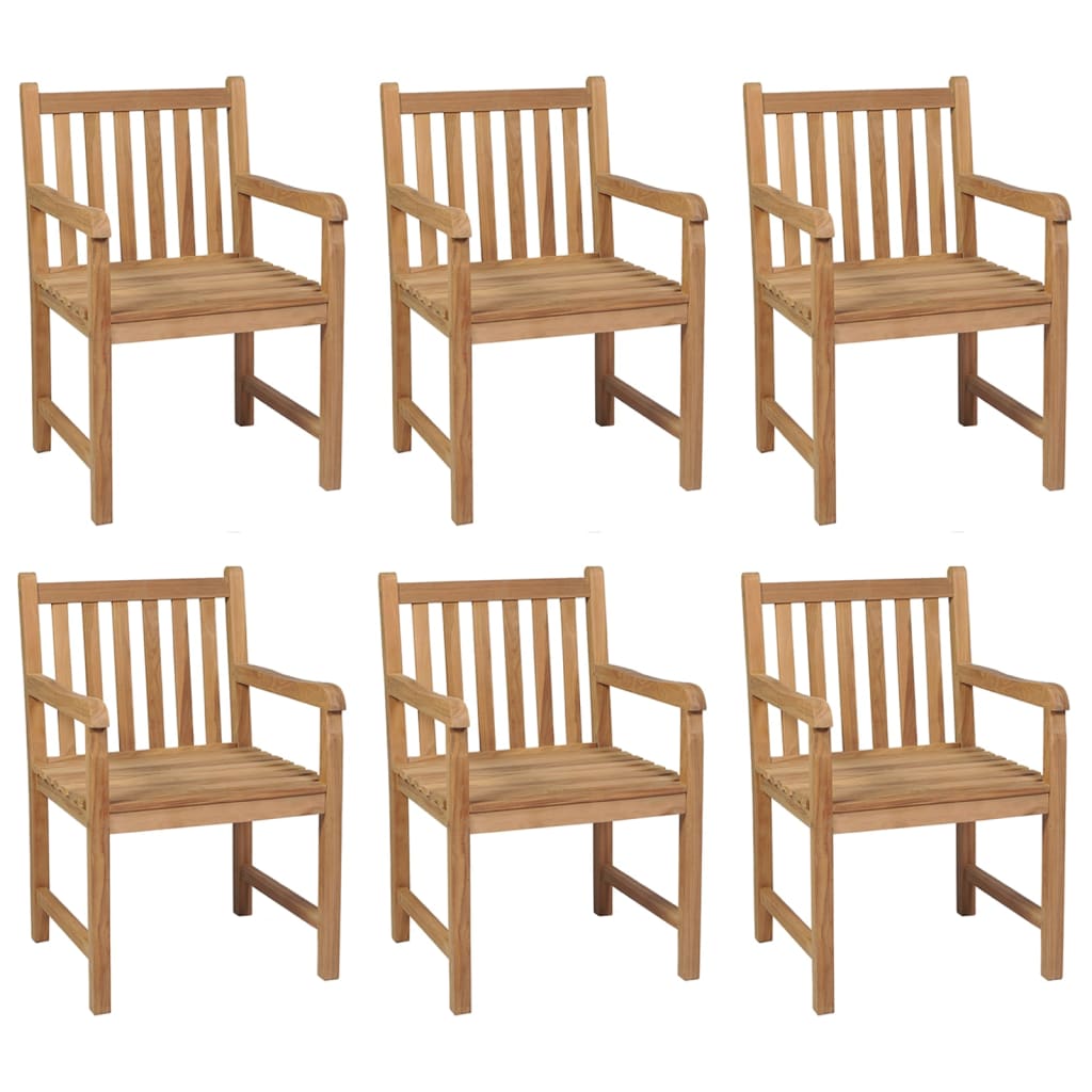 vidaXL Chaises de jardin lot de 6 et coussins blanc crème Teck solide