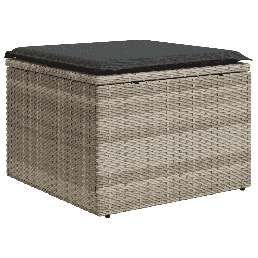 vidaXL Salon de jardin avec coussins 12 pcs gris clair résine tressée