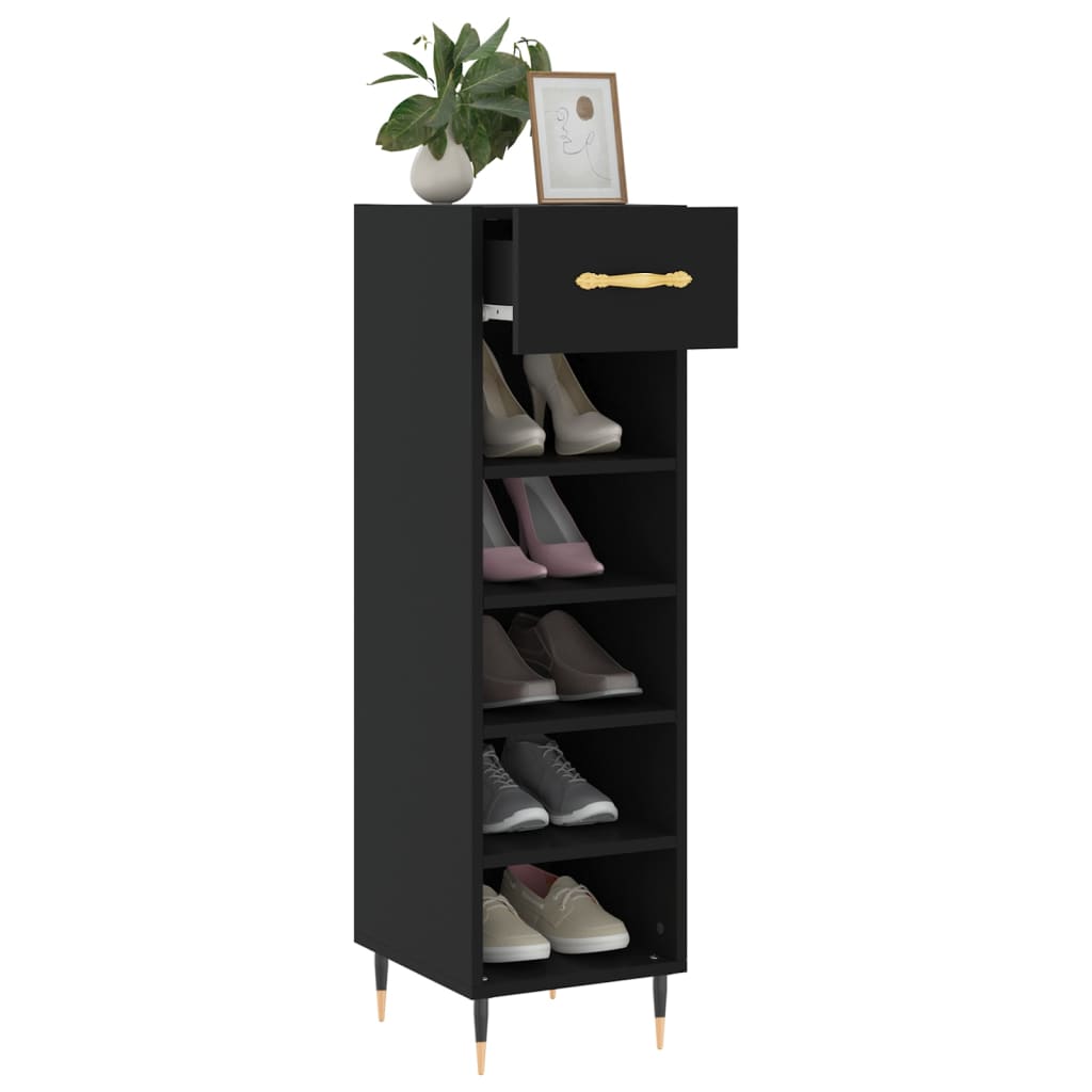 vidaXL Armoire à chaussures noir 30x35x105 cm bois d'ingénierie