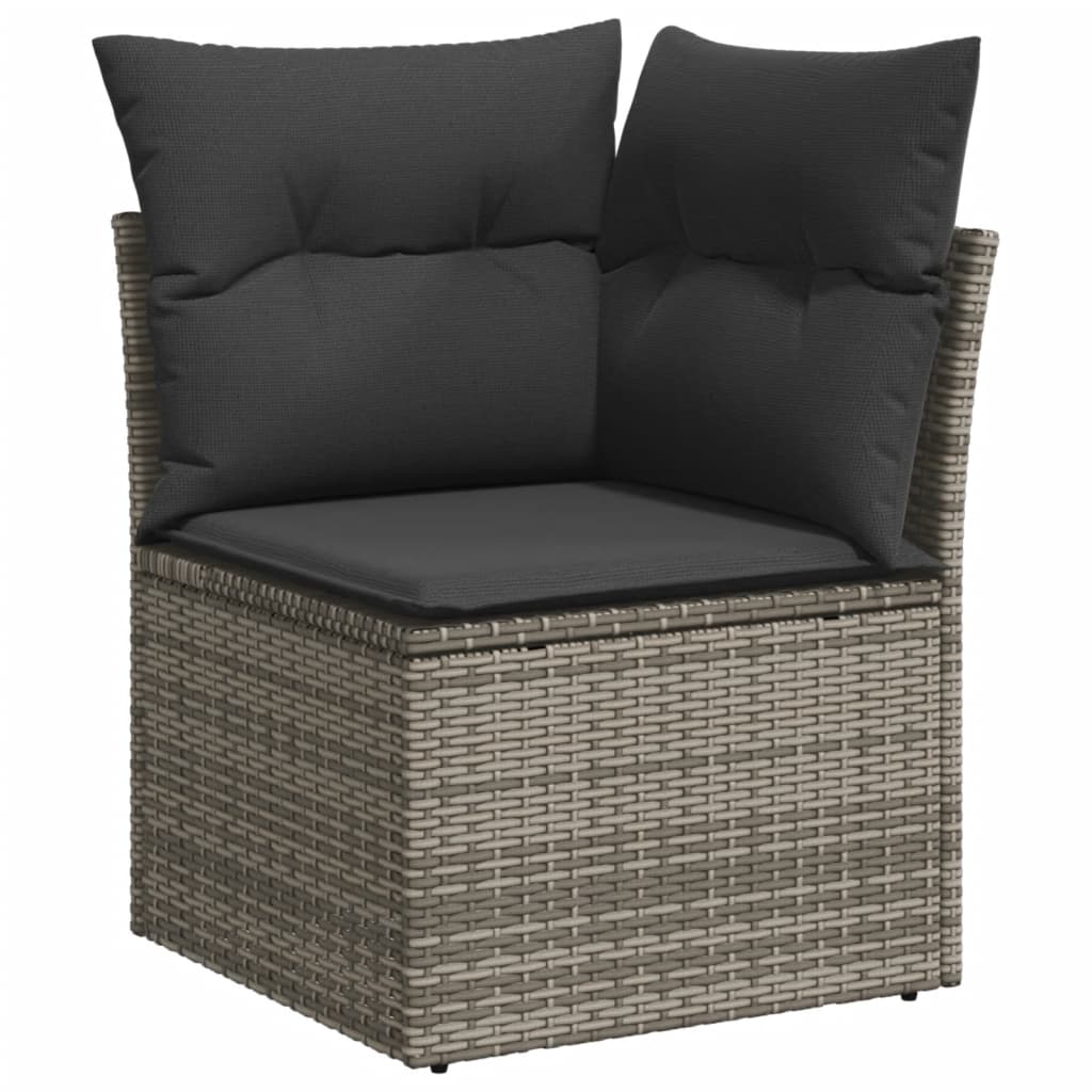 vidaXL Salon de jardin avec coussins 7 pcs gris résine tressée