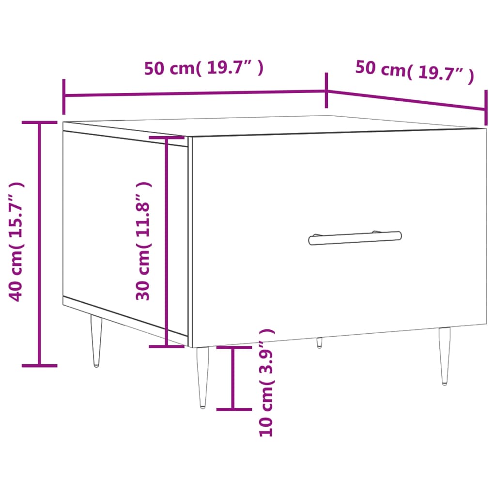 vidaXL Tables basses 2 pcs blanc brillant 50x50x40cm bois d'ingénierie