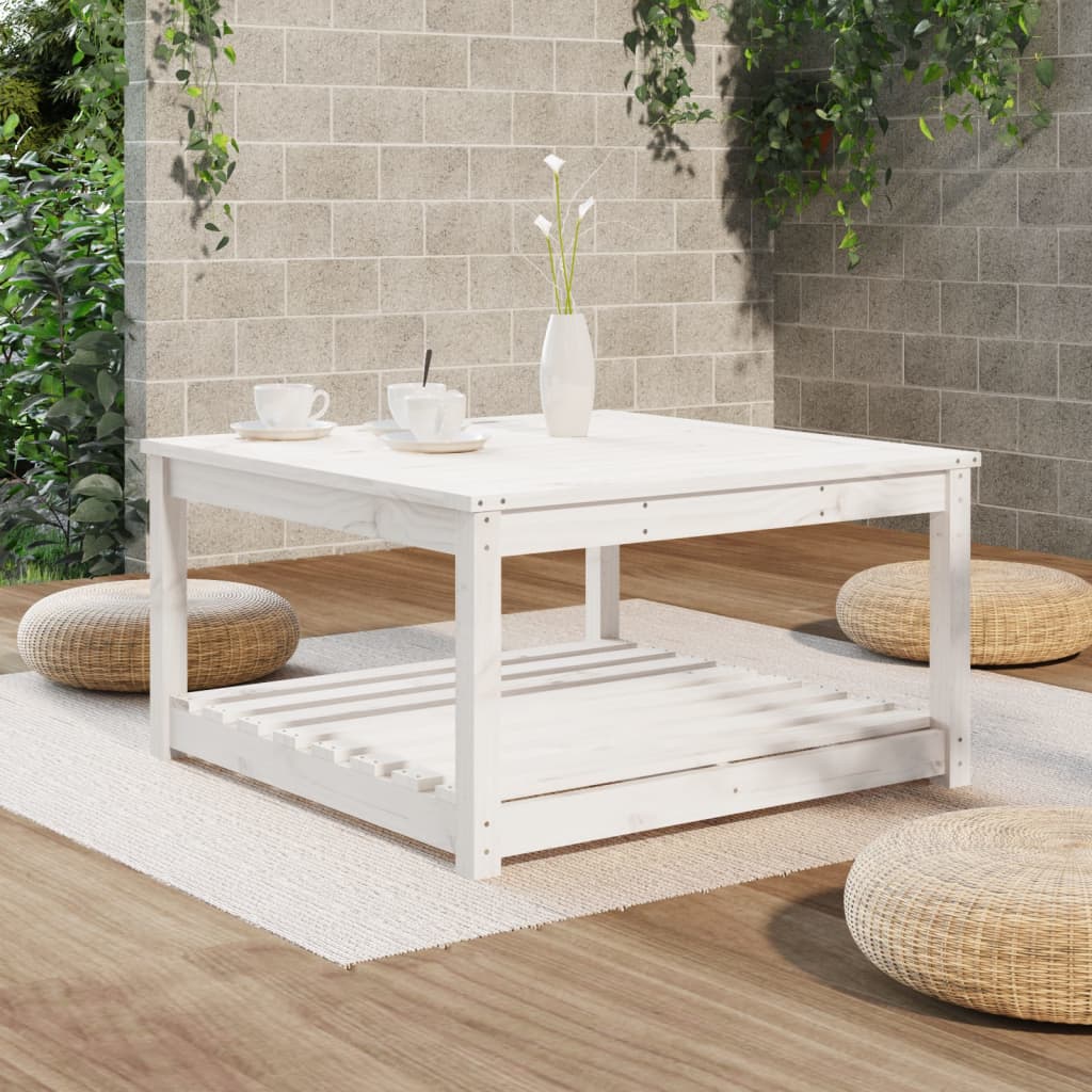 vidaXL Table de jardin blanc 82,5x82,5x45 cm bois massif de pin