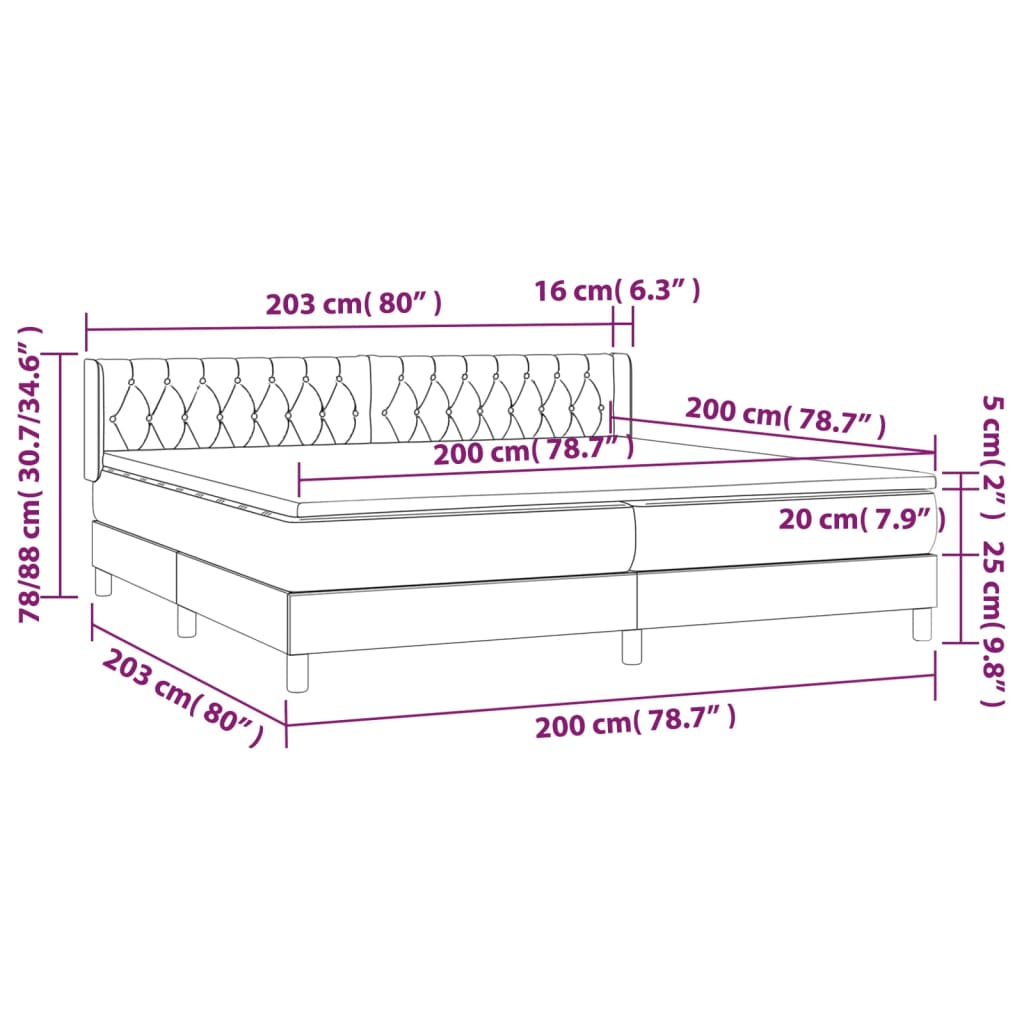 vidaXL Sommier à lattes de lit avec matelas Bleu 200x200 cm Tissu