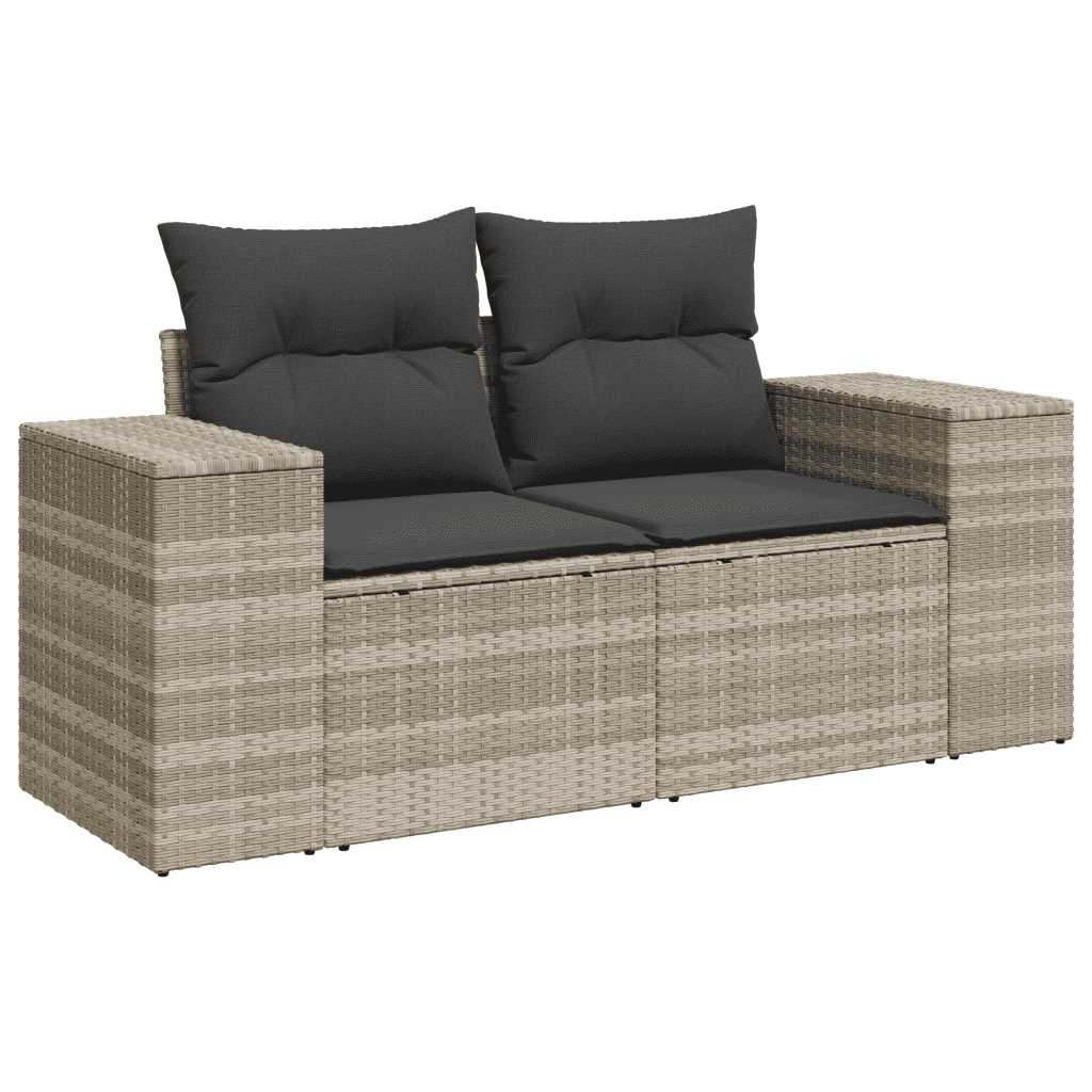 vidaXL Salon de jardin avec coussins 7 pcs gris clair résine tressée