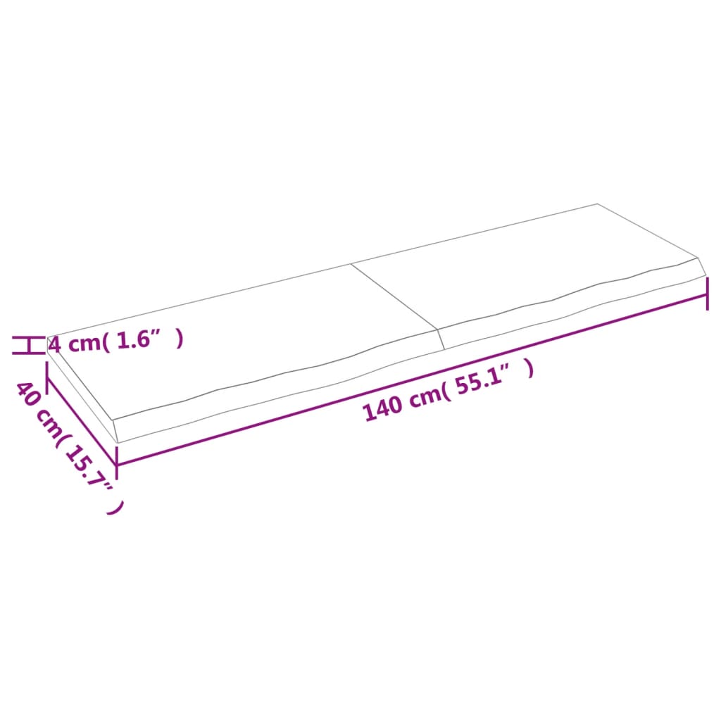 vidaXL Dessus de table 140x40x(2-4) cm bois de chêne massif non traité