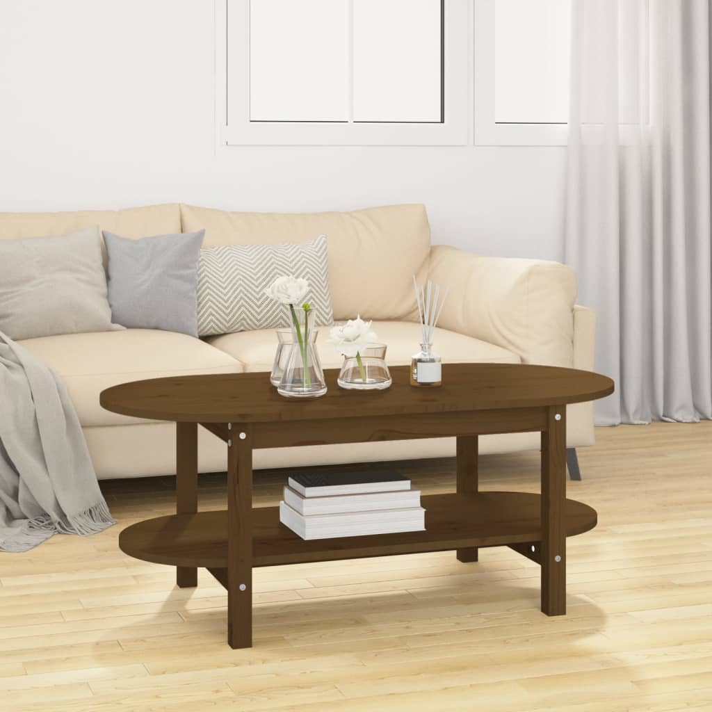 vidaXL Table basse Marron miel 110x55x45 cm Bois massif de pin