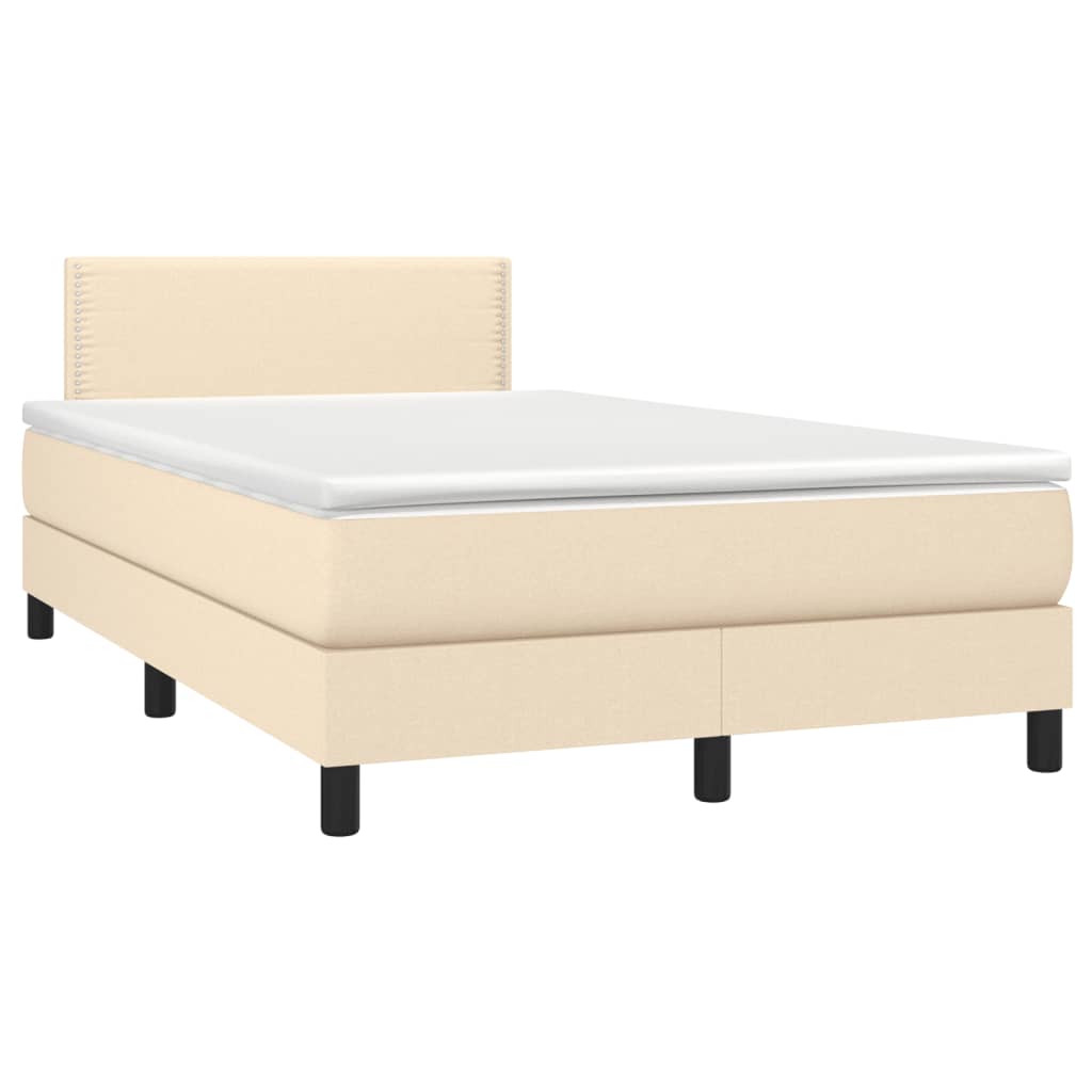 vidaXL Sommier à lattes de lit matelas et LED crème 120x190 cm tissu