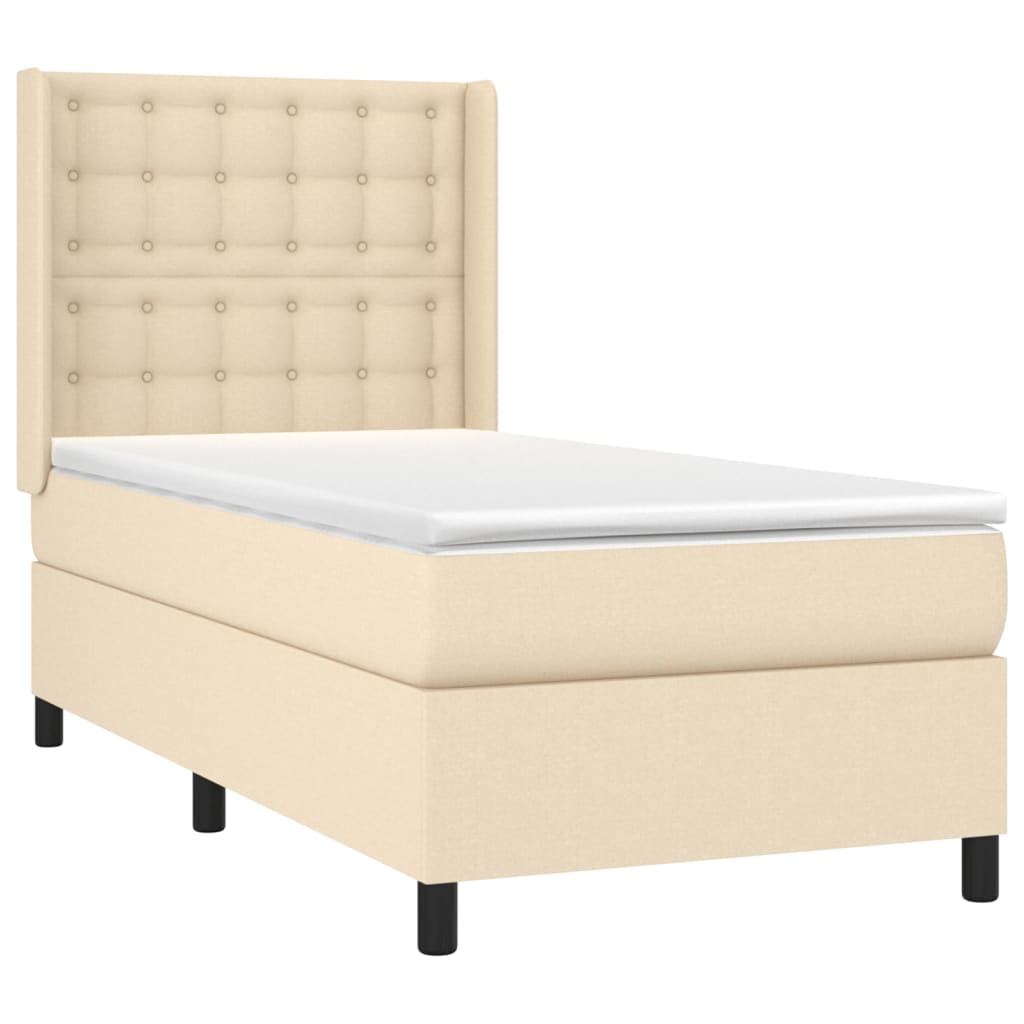 vidaXL Sommier à lattes de lit avec matelas Crème 100x200 cm Tissu